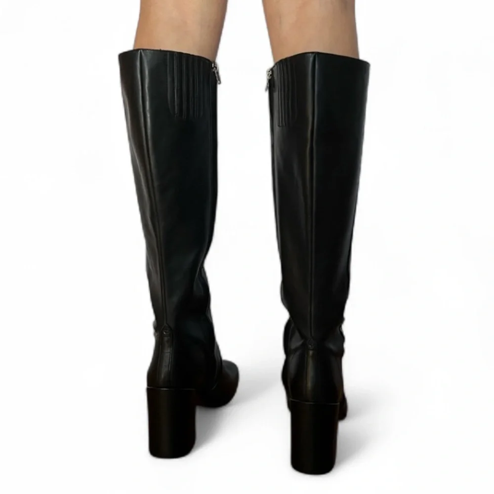 Coach Falon Black Leather Knee-High Women's Boots Chunky Heel Sz 9.5 SOOL